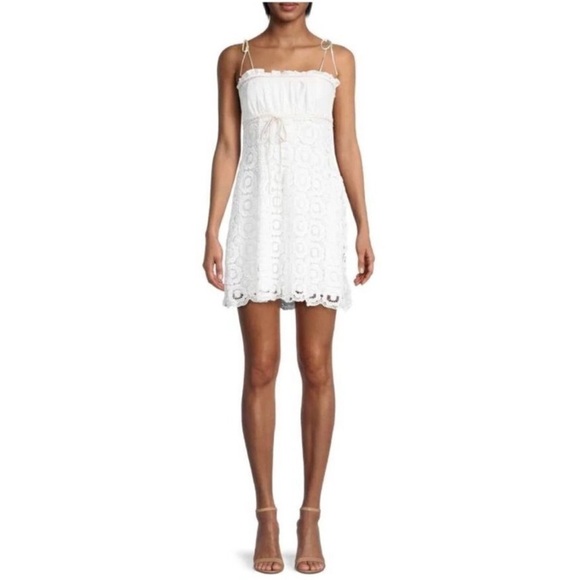 Betsey Johnson Novelty‎ Cotton and Venise Lace Tulip Mini Dress Y2K - Picture 2 of 13